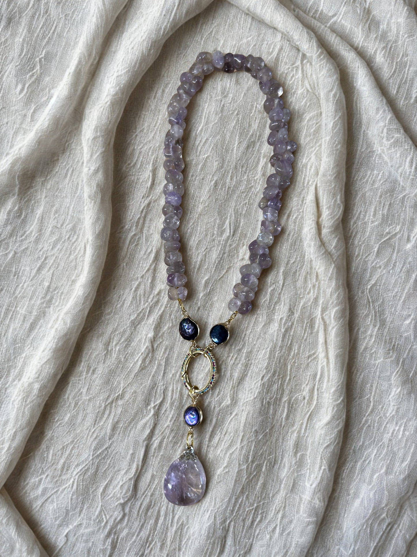 Ketting Amethyst en parel