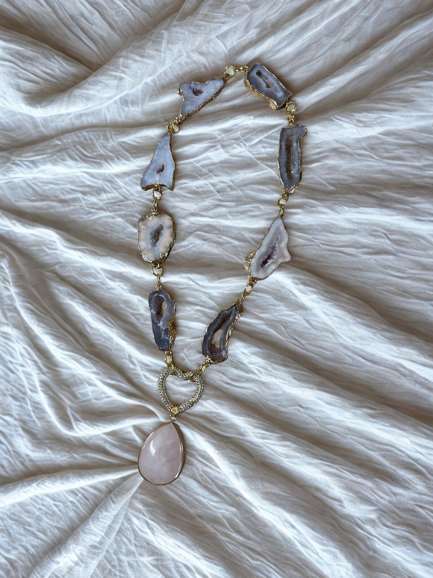 Ketting Agaat met Rosekwarts