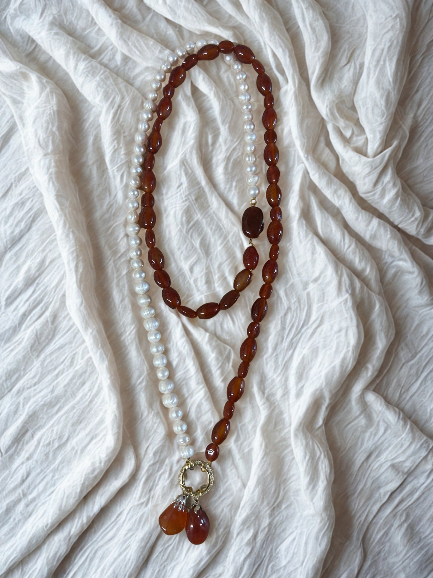 Ketting Carneool en Parel