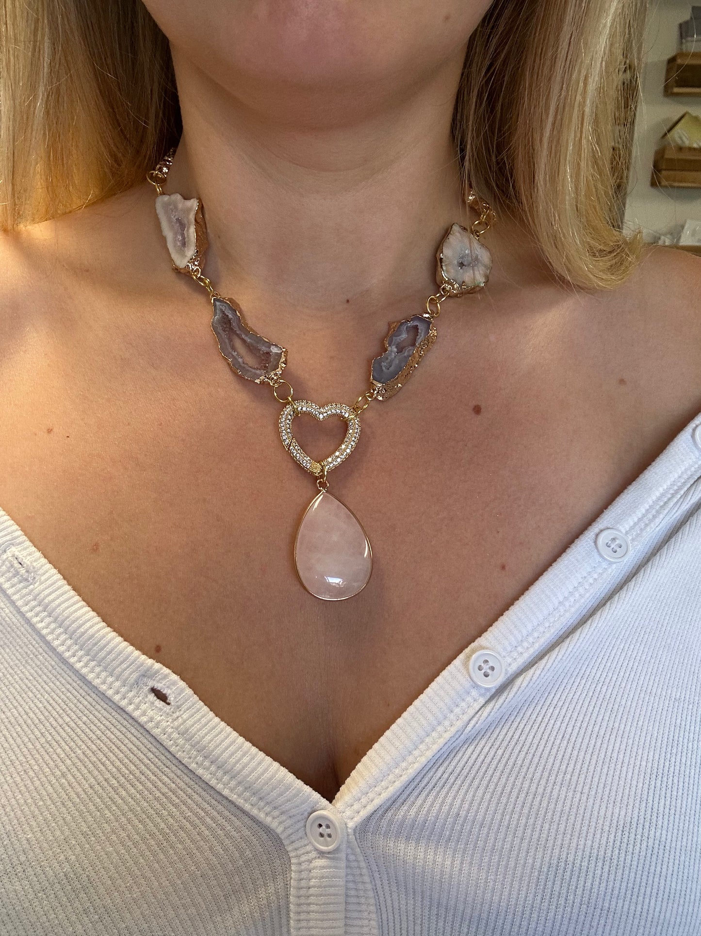 Ketting Agaat met Rosekwarts