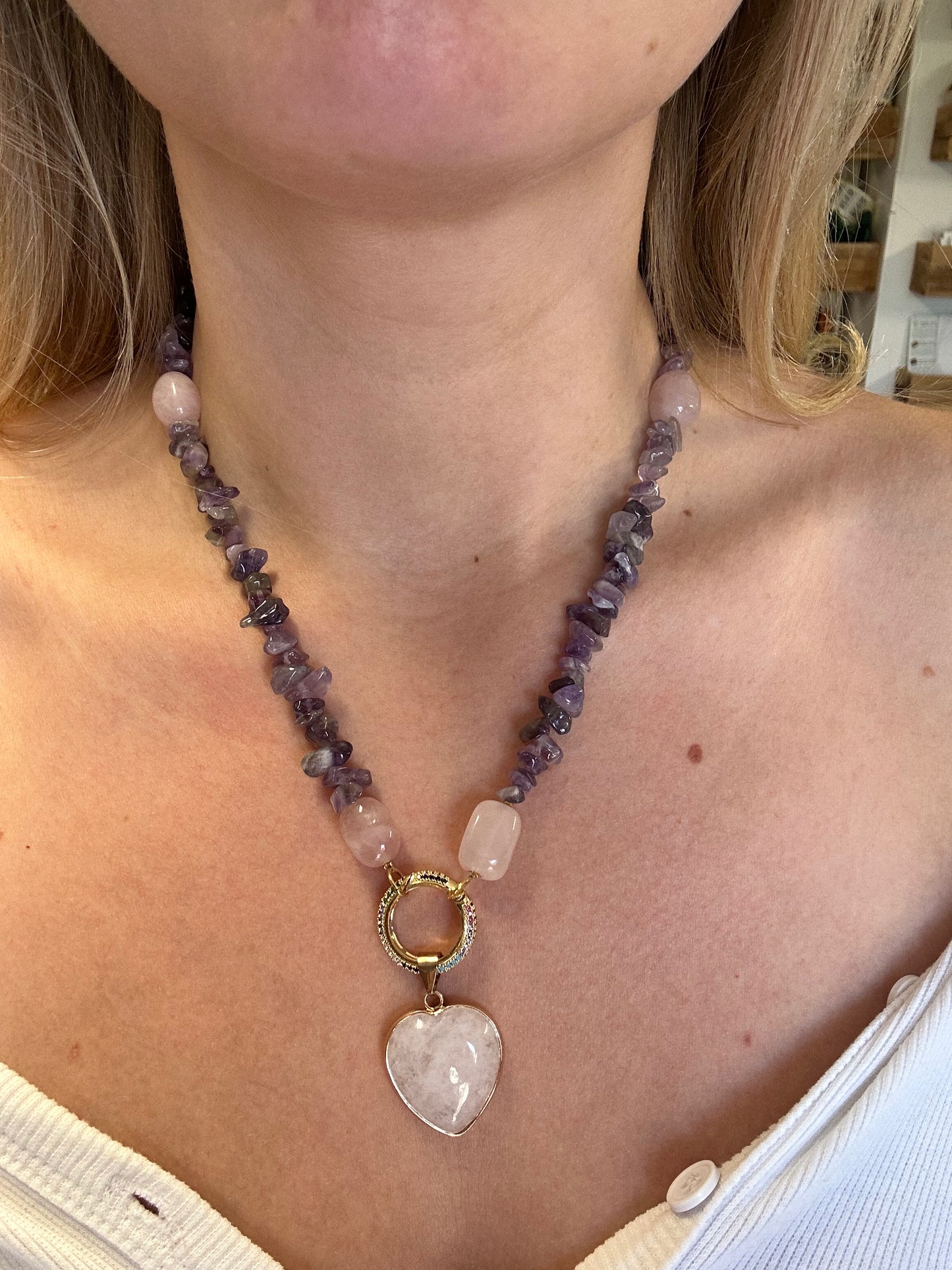 Ketting Amethyst en Rosekwarts