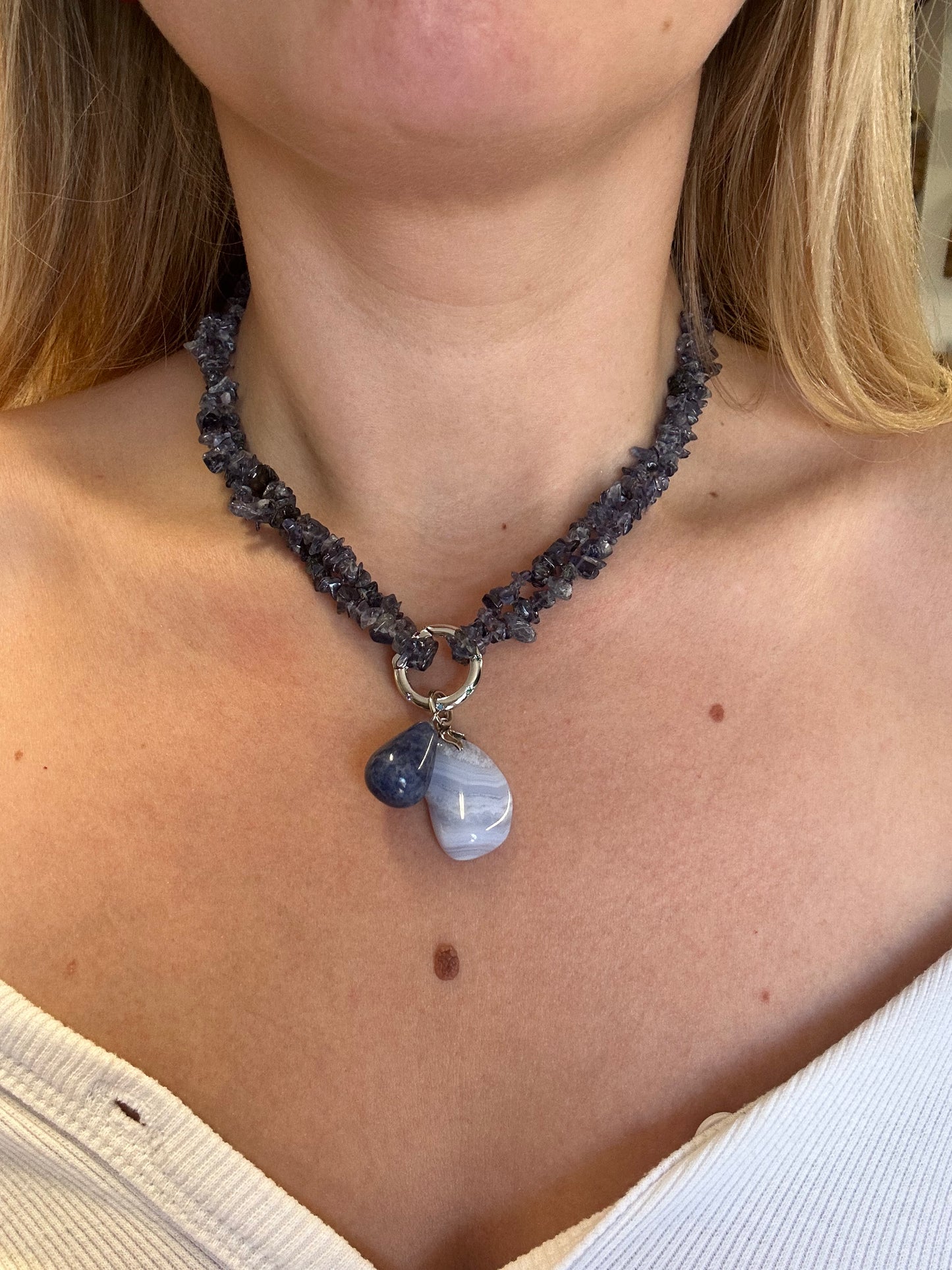 Ketting Amethysten en  Calcedoon