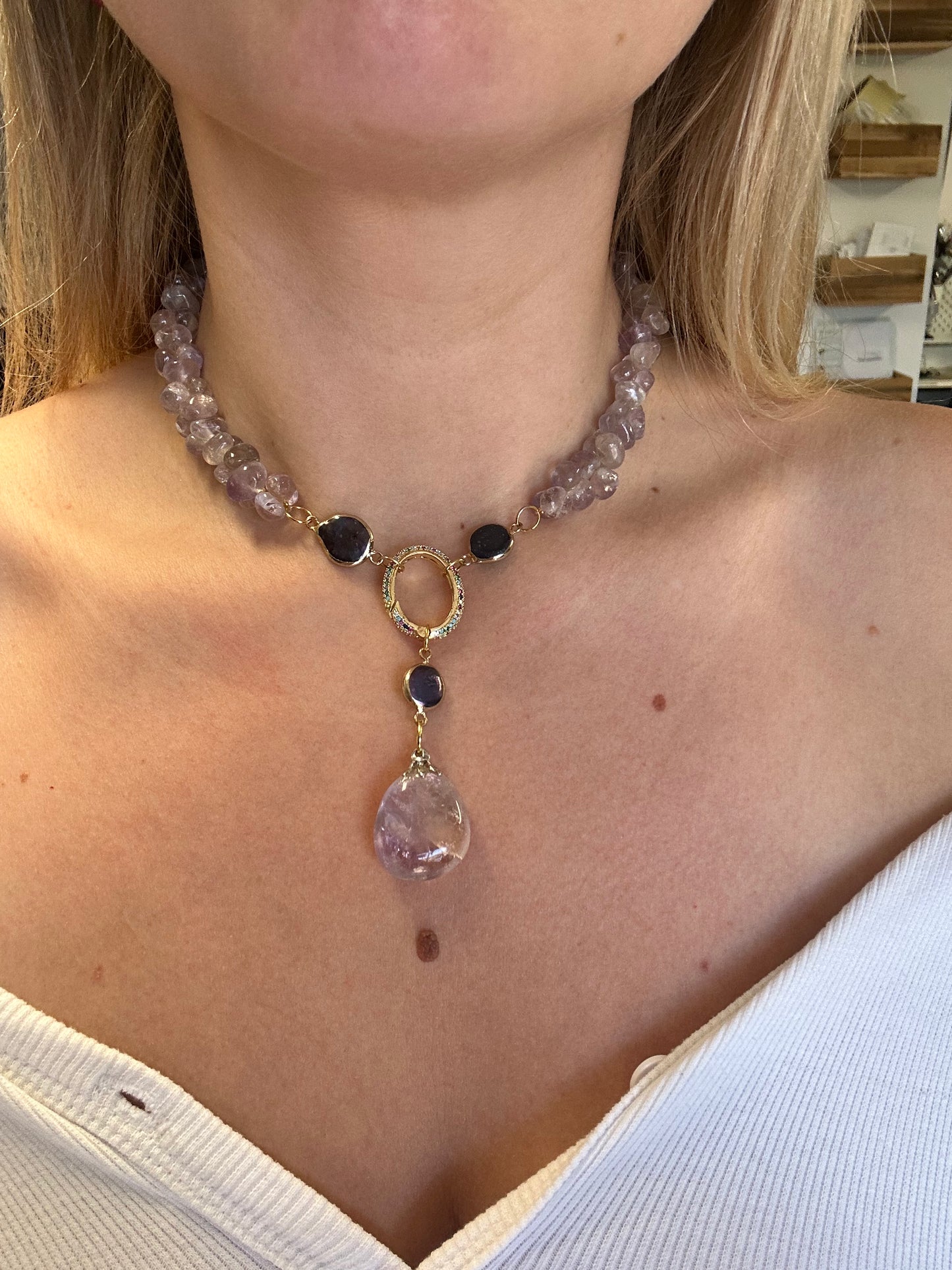 Ketting Amethyst en parel