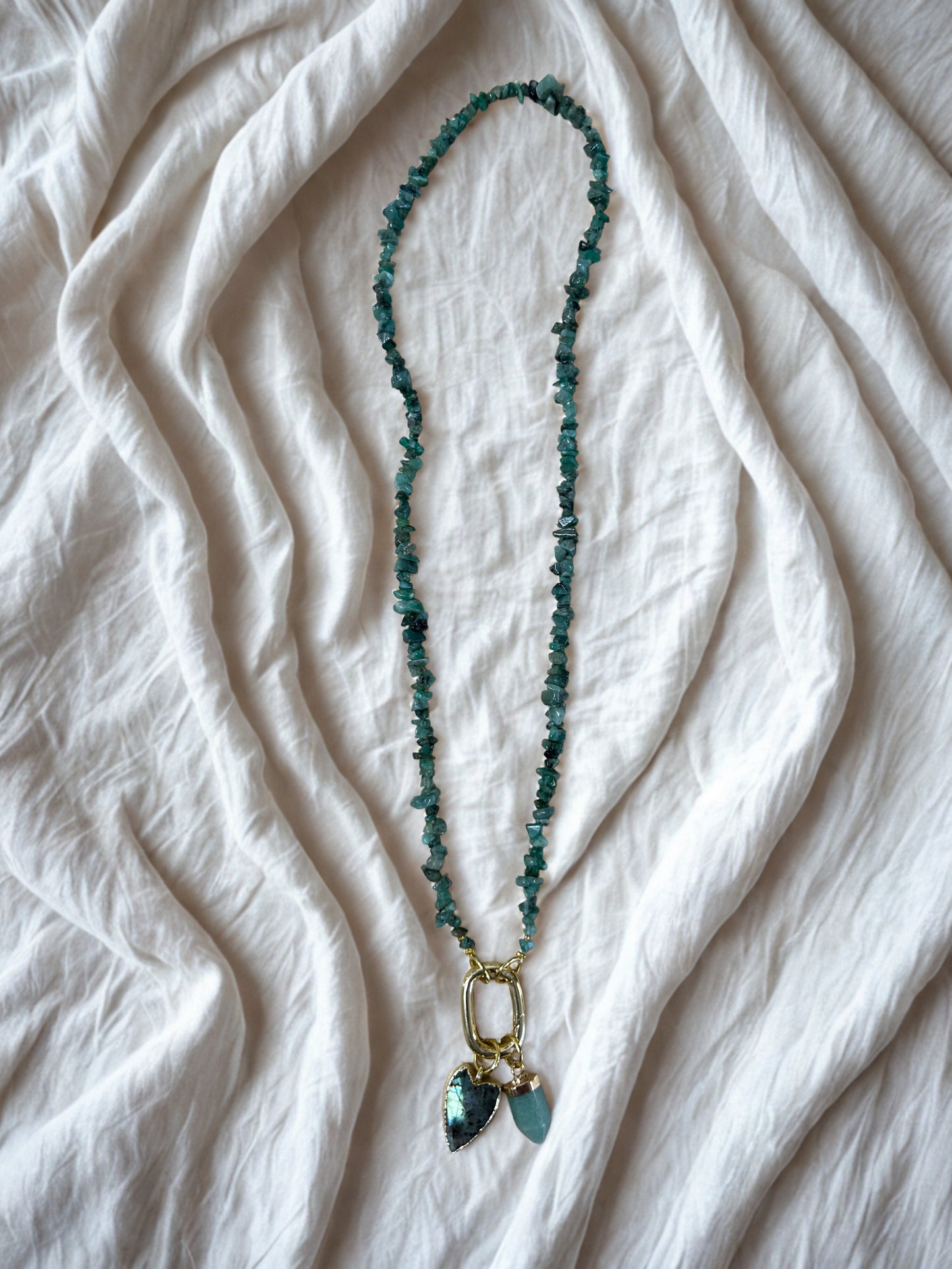 Ketting aventurijn en labradoriet